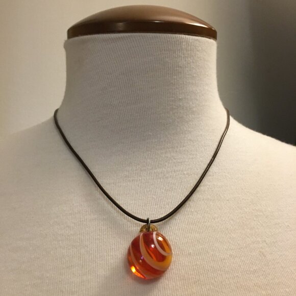 Orange Creamsicle Candy Striped Necklace With Clasp - Picture 1 of 11